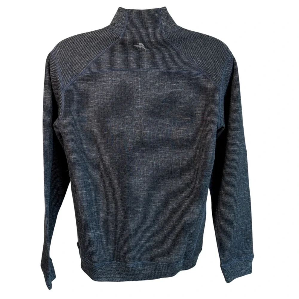 Tommy Bahama Flip Sider Half Zip Reversible Pullover Sweatshirt Sz L Gray Ribbed